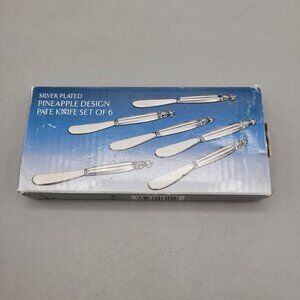 Godinger Silver Plated Pineapple Design Pate Knife Set Of 6